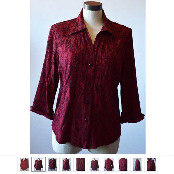 Dressbarn Brocade Leaves Pattern Women sz L 3/4 Sleeves Buttons Up Red - Picture 2 of 8